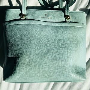 nanette lepore baby blue Leather Tote Bag